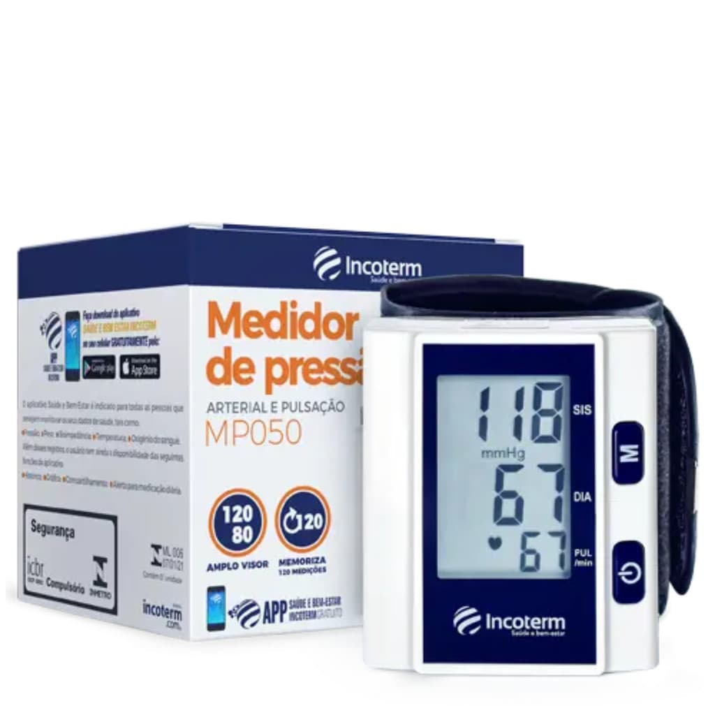 Aparelho de Pressão Digital Automático de Pulso e Arterial MP050 Incoterm