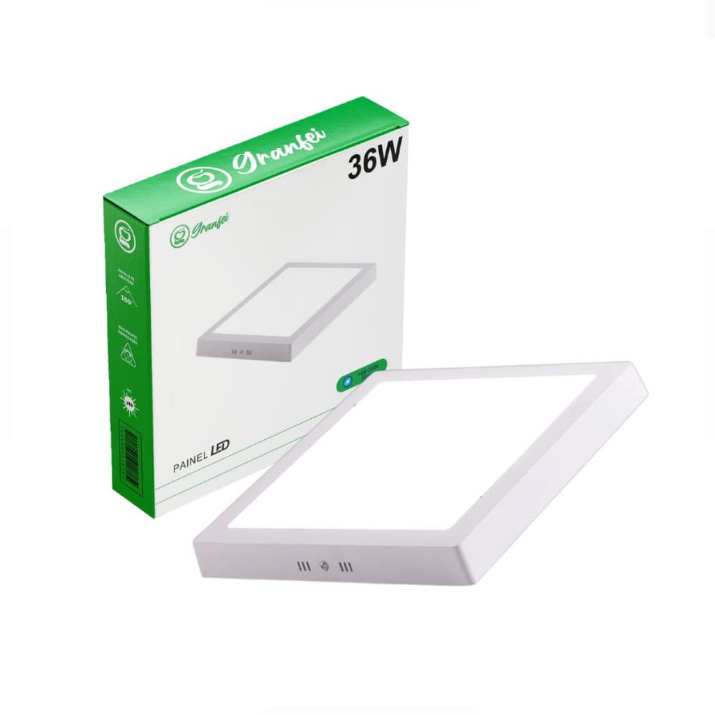Luminária Painel Led 36w Quadrado Sobrepor Embutir Branco Frio Neutro MEGA