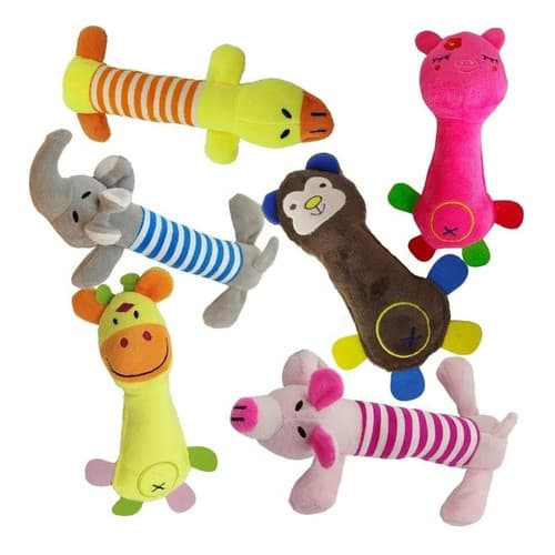 Kit 6 Brinquedos De Pelúcia Happy Day Brinquedo interativo para cães cachorros pequenos filhotes