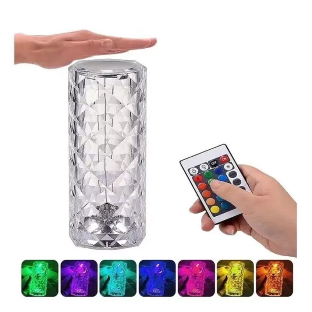 Luminária De Mesa Cristal LED Decorativo Colorido Control Abajur Design Diamante Led Luxuosa