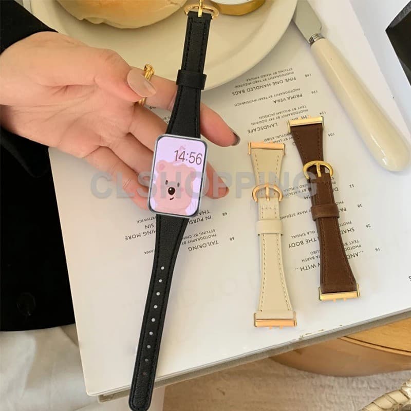 Pulseira De Couro Fina Compatível Com Samsung Galaxy Fit 3 Watch 7 6 5 4 40mm 44mm 45 47 43mm Smartwatch Relógio Intelig