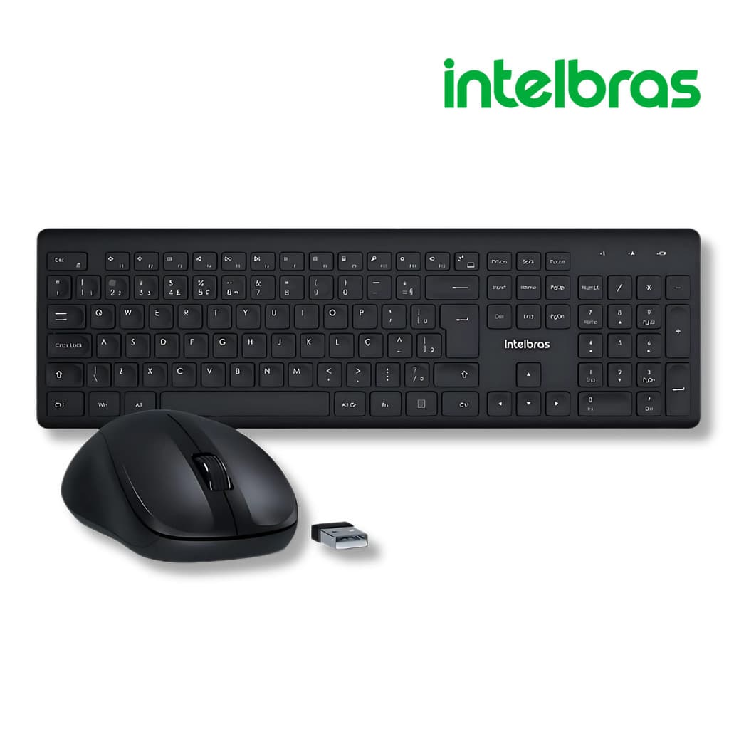 Kit Teclado E Mouse Sem Fio Intelbras USB Preto Silencioso Mouse Ambidestro PC Ou Notebook CSI50
