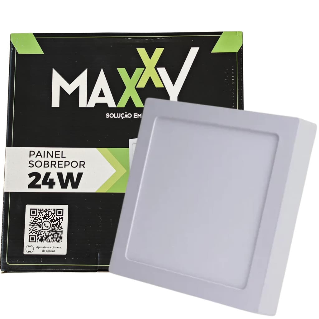 Painel de LED Sobrepor BlackLight 30x30cm Luminária Quadrada Branca 24W Maxxy LED