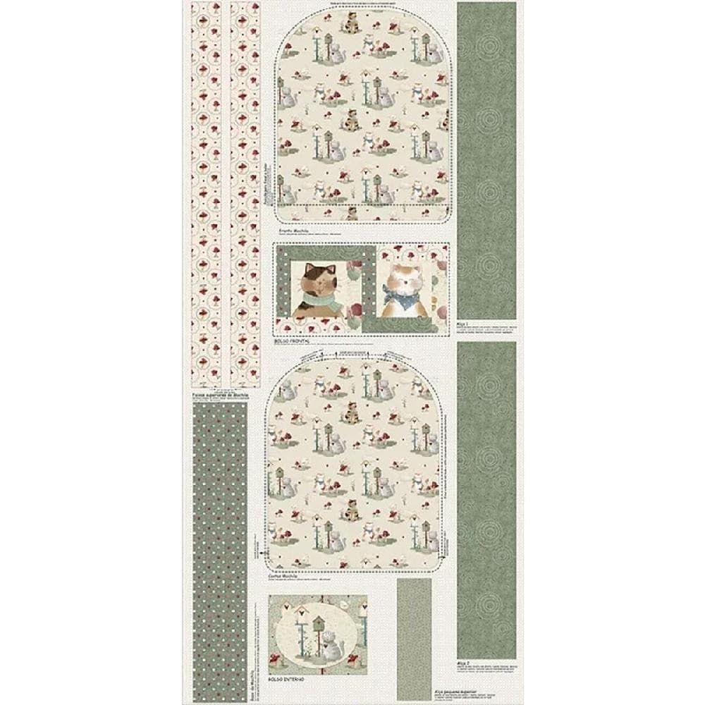Tecido Estampado para Patchwork - Cats : Mochila Cats (0,70x1,40)
