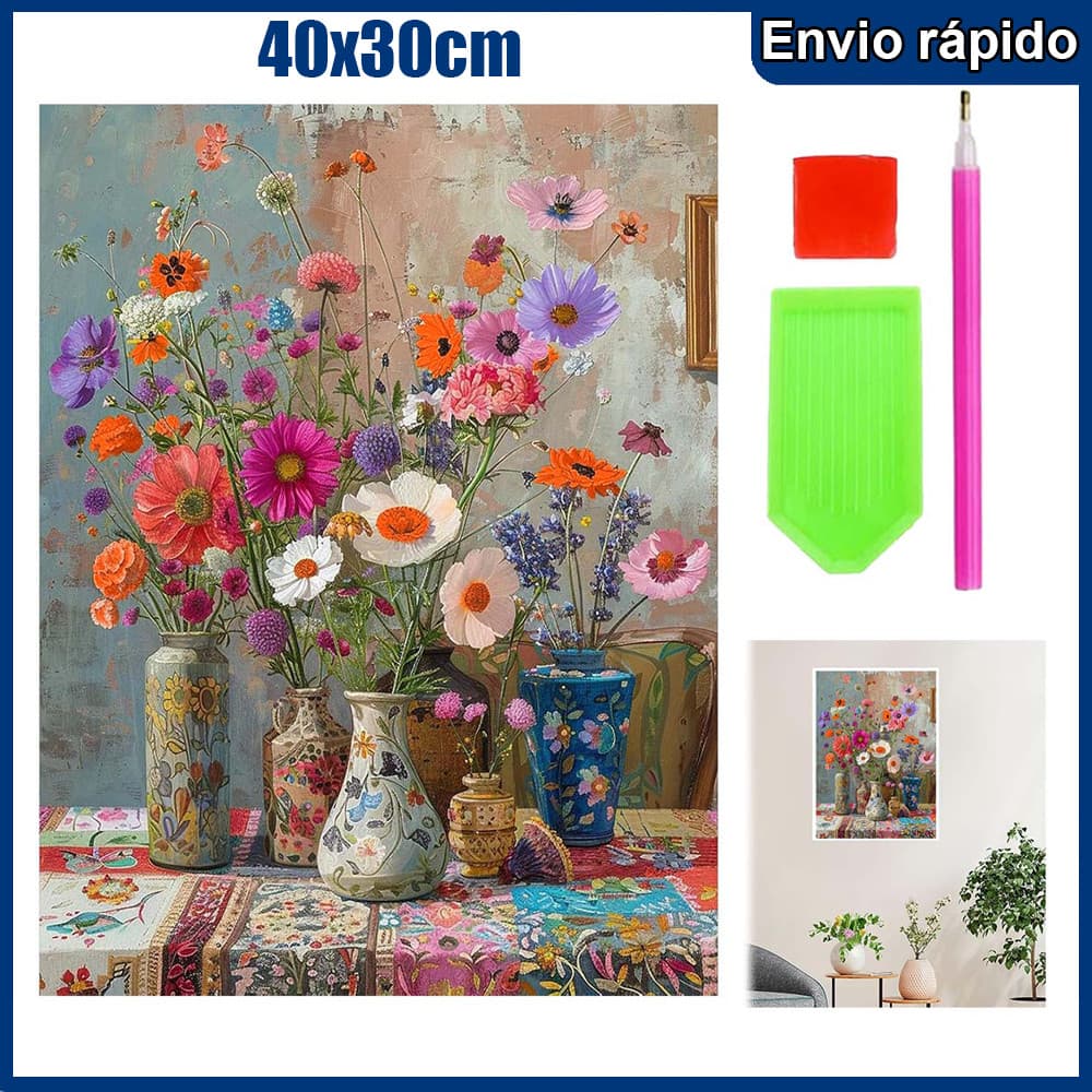 40x30cm flor em um frasco Pintura Diamante 5D Pintura de Diamante Kits De Pintura Diamante Para Adultos Quadrado