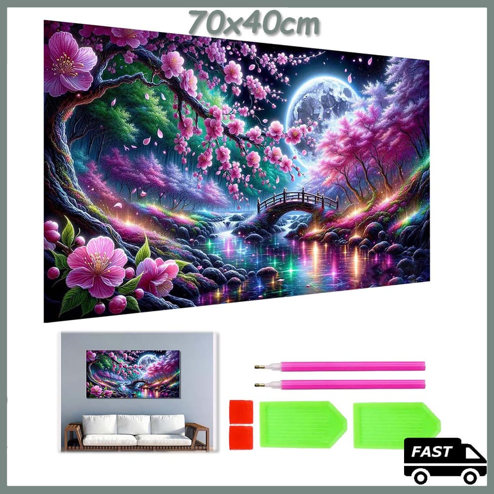 70x40cm 5D DIY flor de cerejeira Quadrado Pintura Com Diamante Broca Completa Arte Artesanato Decoração Diamond Painting
