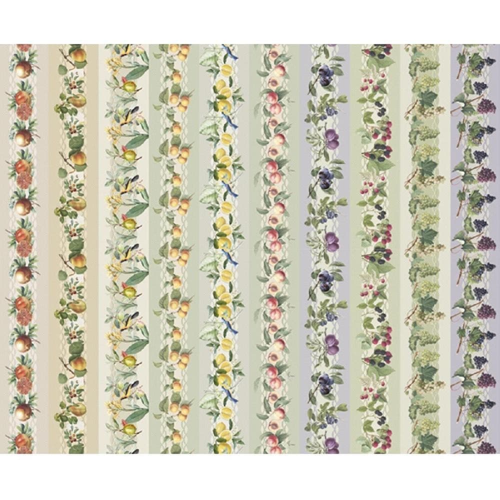 Tecido Estampado para Patchwork - Storia Stampa Fruits and Flowers : Frutas Faixas (0,50x1,40)
