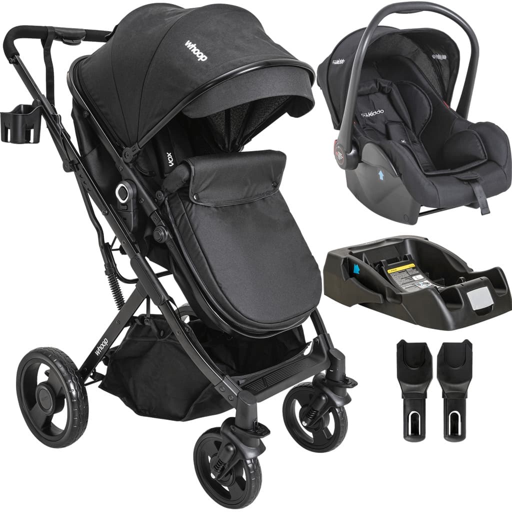 Carrinho de Bebe Kiddo Vox II com Bebe Conforto e Base Preto