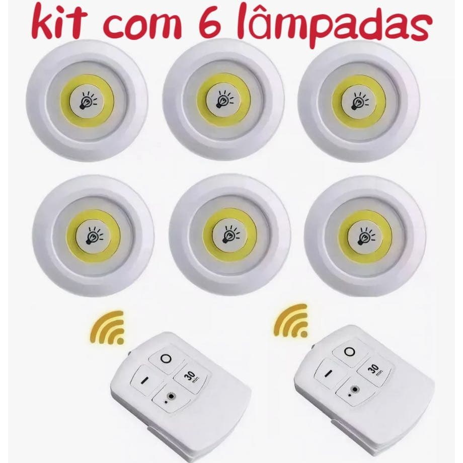 Kit  Luminárias LED Spot Sem Fio – Perfeito para Armários, Nichos, Teto e Parede