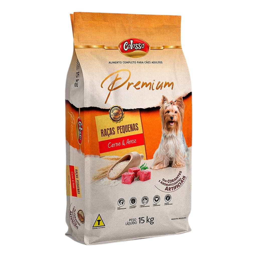 Ração Para Cães Raças Pequenas Premium Colosso- Carne - 15kg