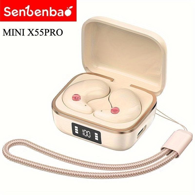 Fones De Ouvido Com Tela De Exibição Digital X55 PRO Mini Sleep Fone bluetooth Invisível Hifi Som Estéreo À Prova D'água