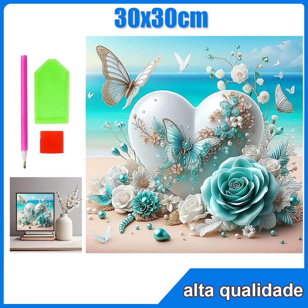 30x30cm Borboleta do Amor Quadrado Pintura Diamante 5D Pintura de Diamante Pintura Com Diamante A Óleo 5D DIY Decorativa