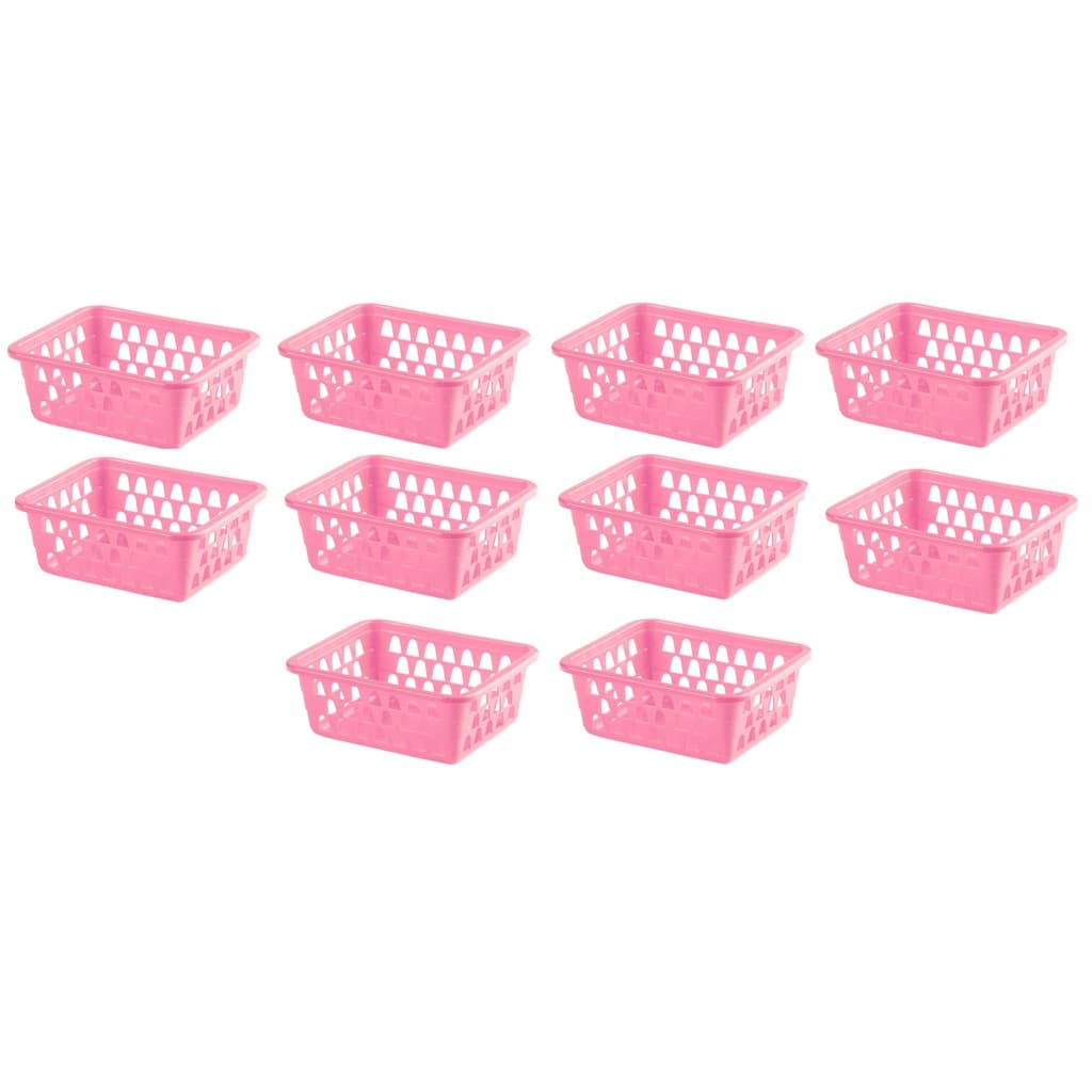 Kit 10 Cesto Organizador Multiuso Lavanderia Banheiro Rosa