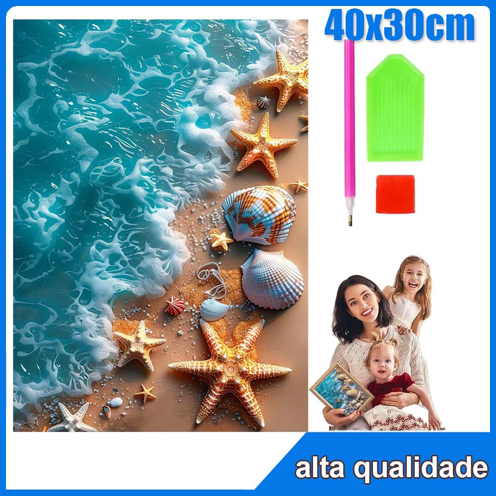 40x30cm praia de conchas Quadrado Pintura Diamante 5D Pintura de Diamante Pintura Com Diamante A Óleo Decorativa Pintad