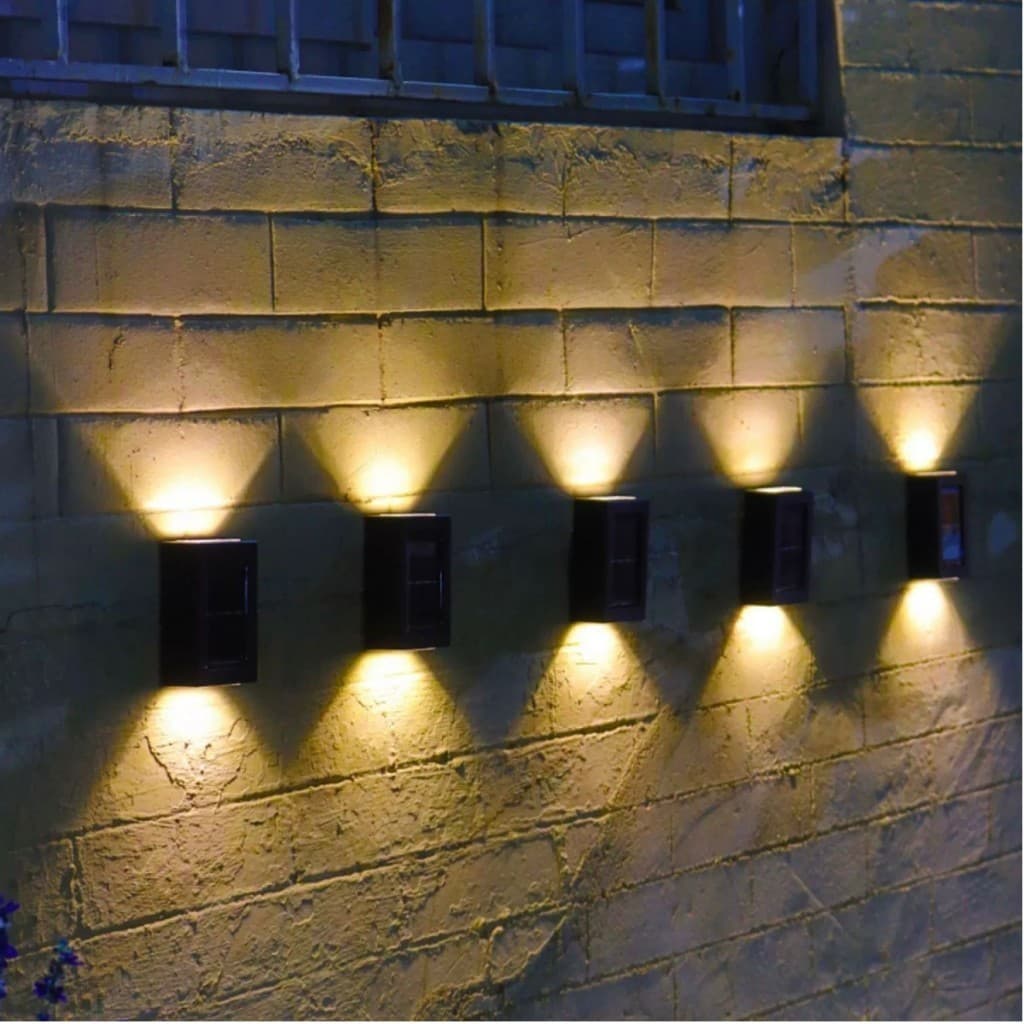 Kit 2-8 Luminária De Parede Led Arandela Solar com 2 Focos Externa À Prova D'Água - XTRAD