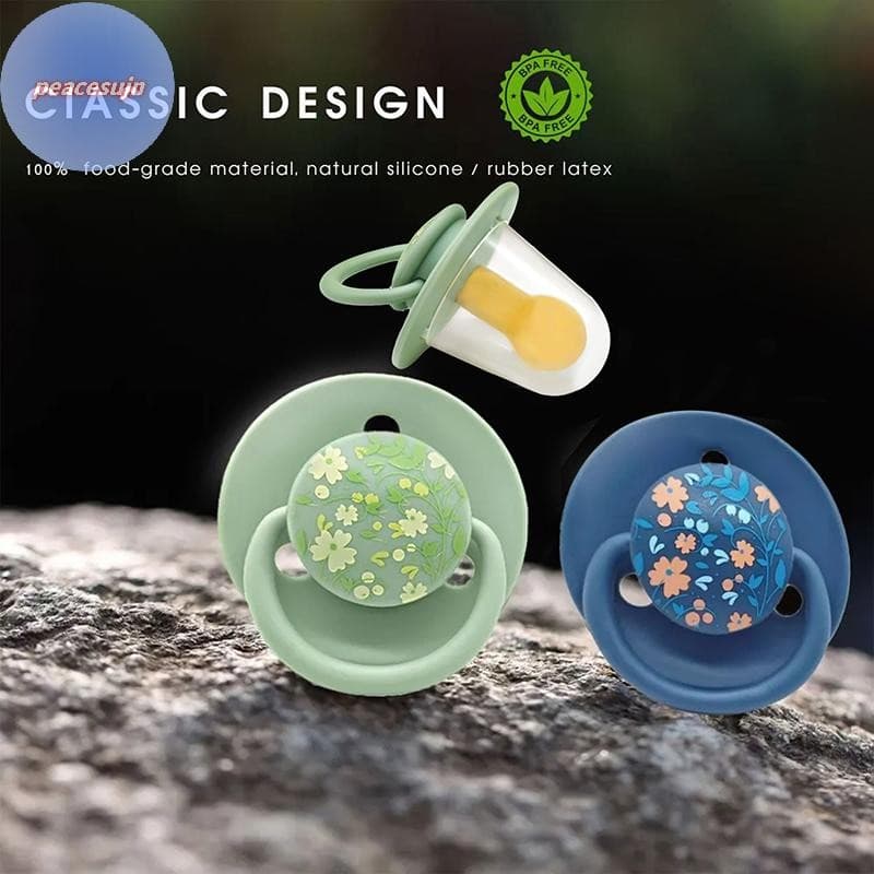 Peacesujn 0-3 Anos De Idade Imitação De Leite Materno Cor Impressa Chupeta De Látex Natural Pequena Flor Forma Tampa Poe
