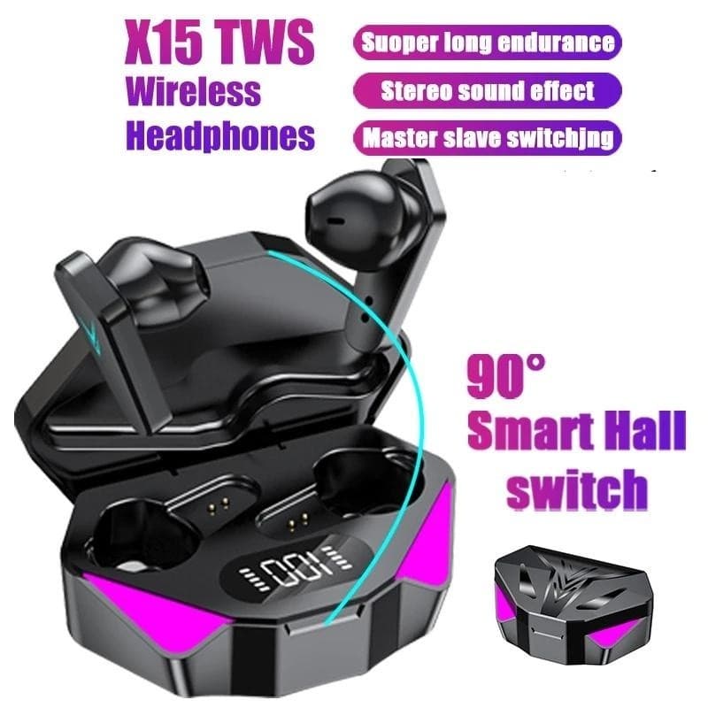 Fone De Ouvido Sem Fio X15 TWS Bluetooth 5.2 Com Microfone Stereo Ultra Baixa Latency Gaming Headset