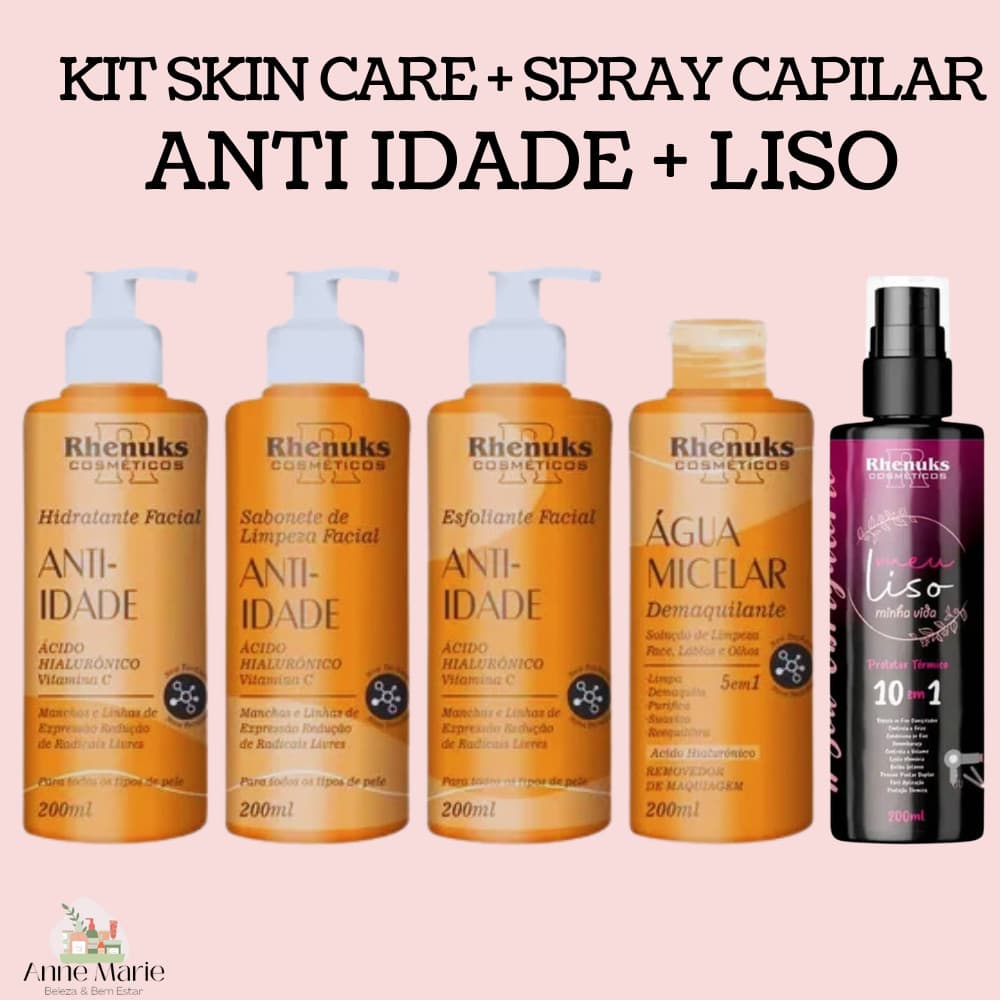 KIT SKIN CARE ANTI IDADE + PROTETOR TERMICO MEU LISO