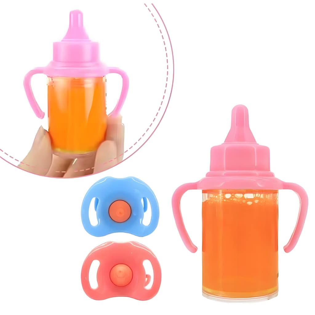 Kit Mamadeira Magica Com Leite E Chupeta Para Bebe Reborn