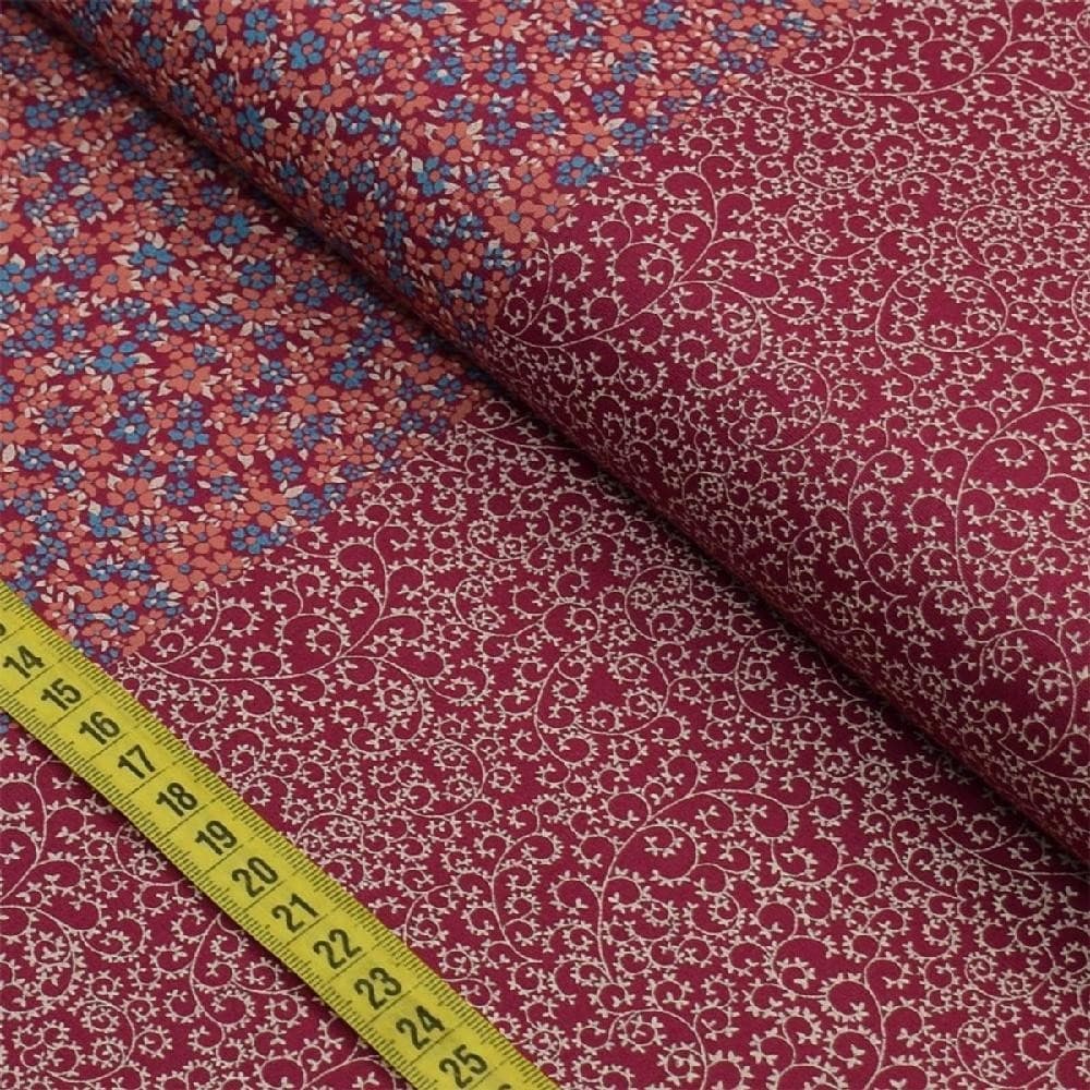 Tecido Estampado para Patchwork - Textura Patch by Marília Salomão : Barrado de Faixas Bordô (0,50x1,40)