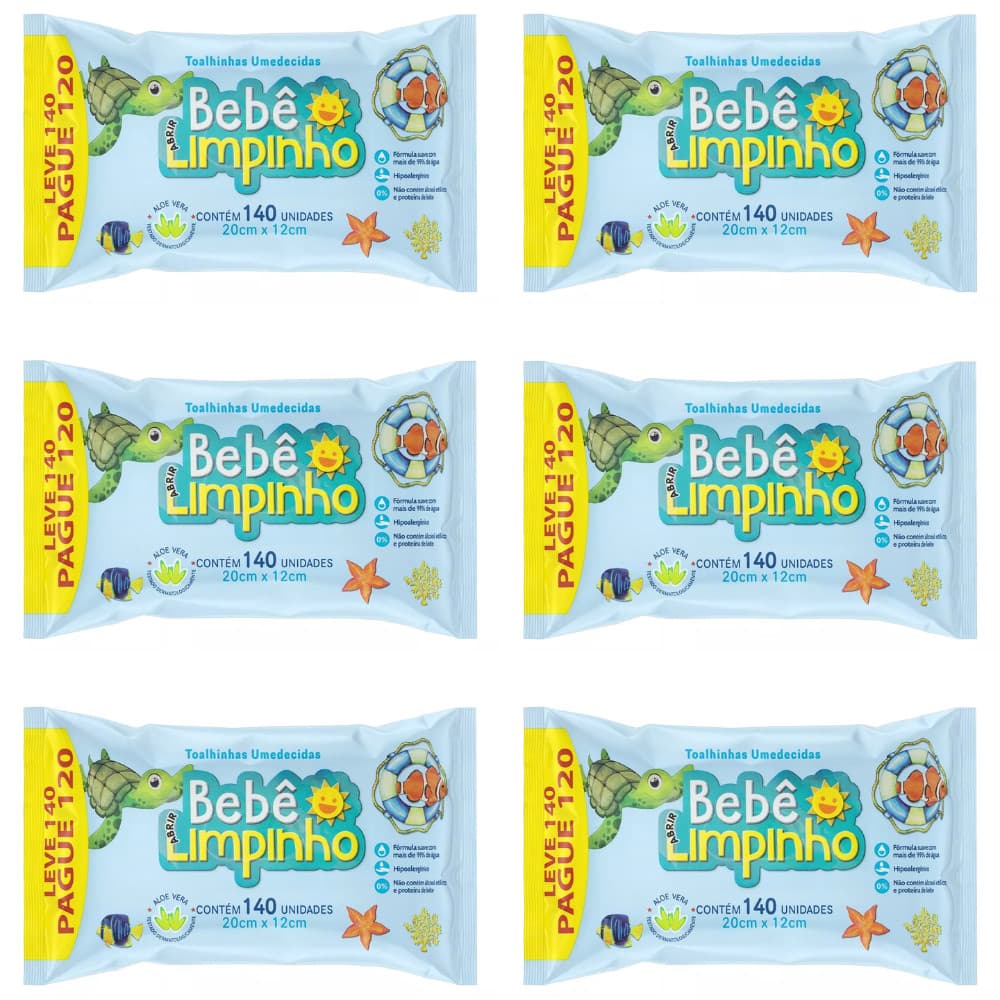 Kit Com 840 Toalhas Umedecidas Lenços Bebe Limpinho - 99% de água