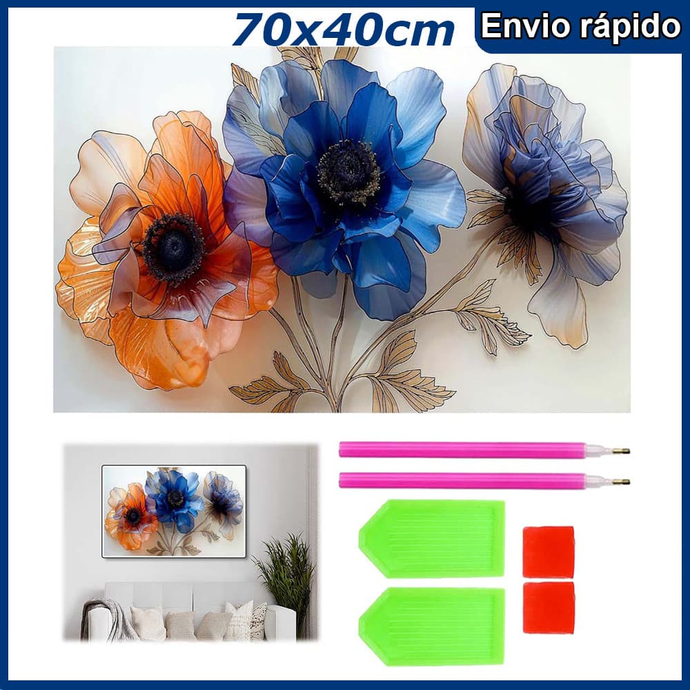 70x40cm  flor de vidro Pintura Diamante 5D Pintura de Diamante Kits De Pintura Diamante Para Adultos Quadrado