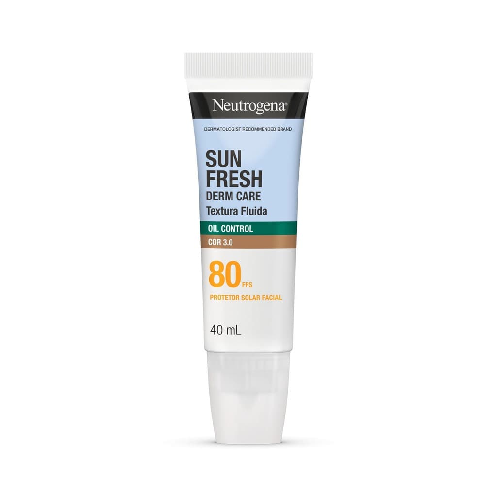 Protetor Solar Facial Neutrogena Sun Fresh Derm Care Oil Control Fluido Cor 3.0 FPS 80 40mL