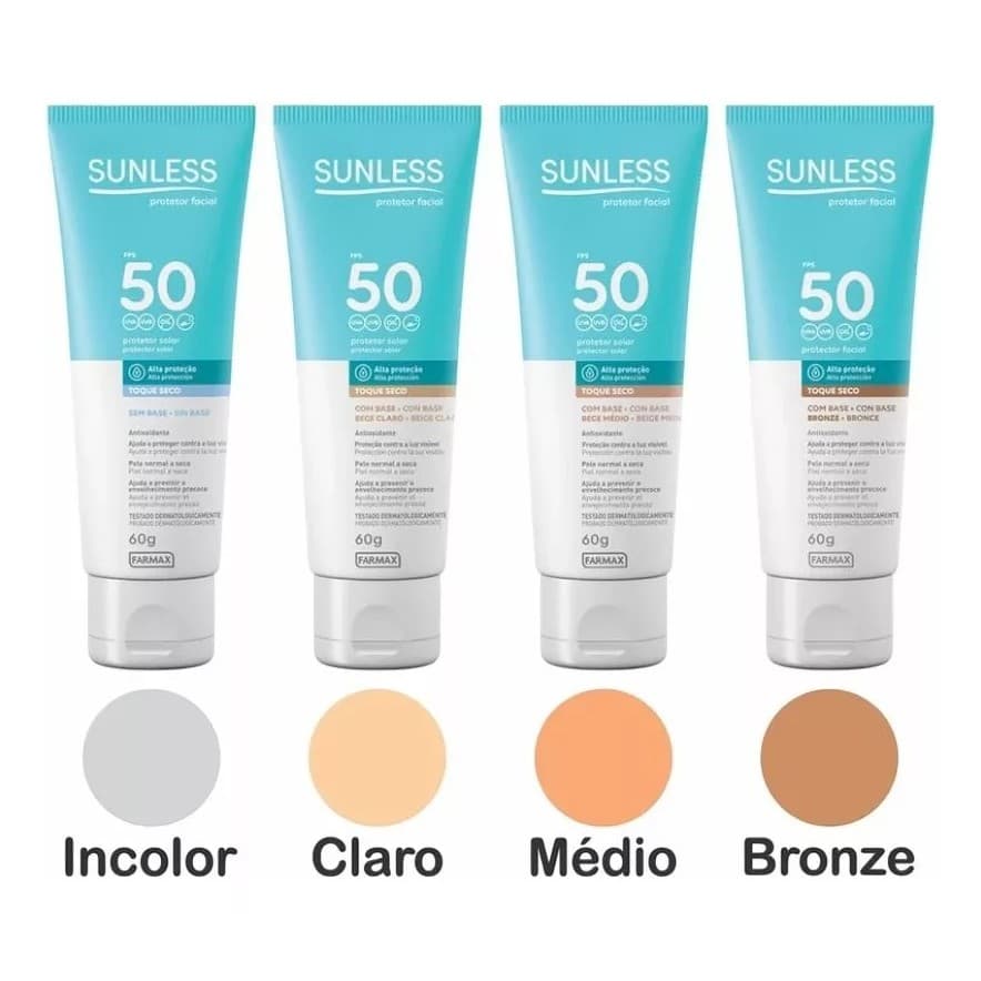 Protetor Solar Facial Sunless FPS 50 - 60g Toque Seco Envio Imediato