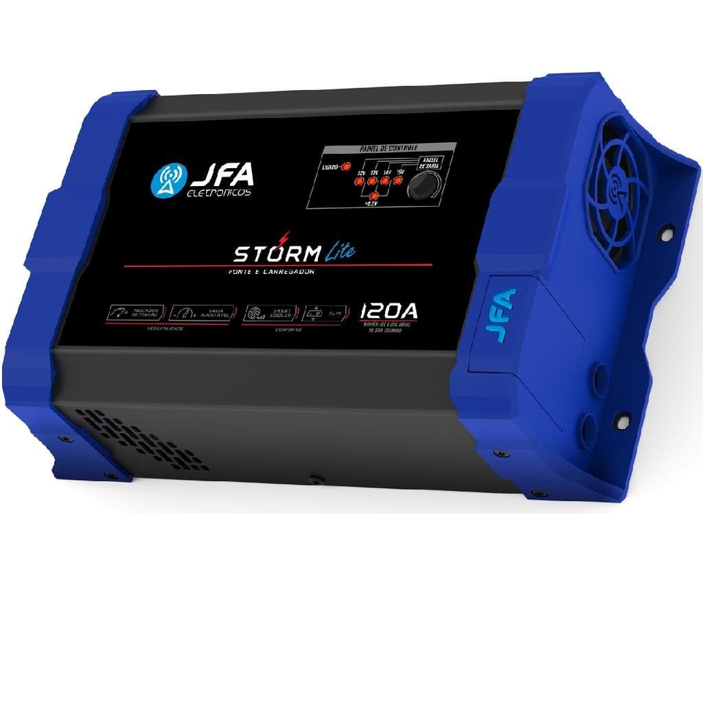 Fonte JFA Lite 120A Bivolt Carregadora de Bateria De Trio Paredão Som Automotivo Festa Show 12v