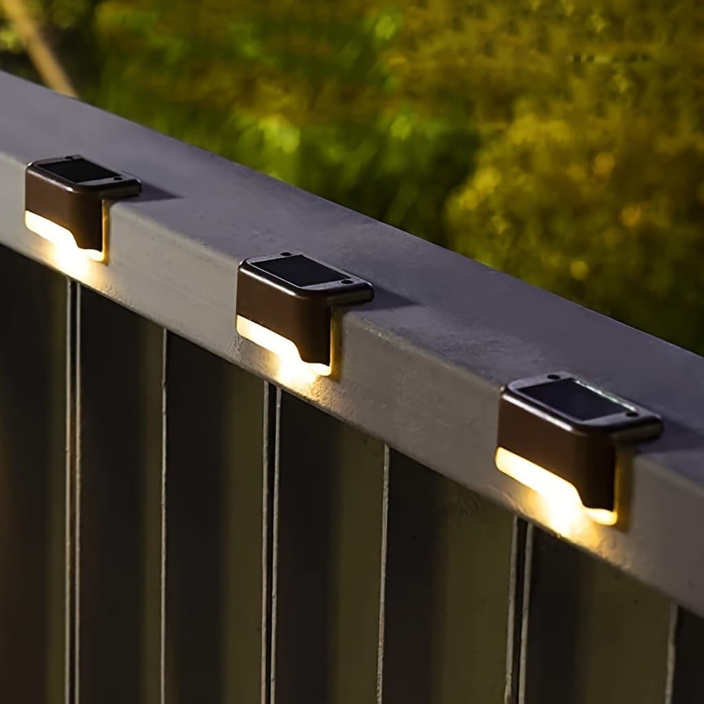 Kit 4-12 Luminária Led Arandela Solar Branco Quente IP65 Externo Preto Balizador Sobrepor VENTO