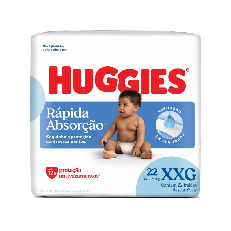 FRALDA HUGGIES RÁPIDA ABSORÇÃO JUMBO XXG 22 un
