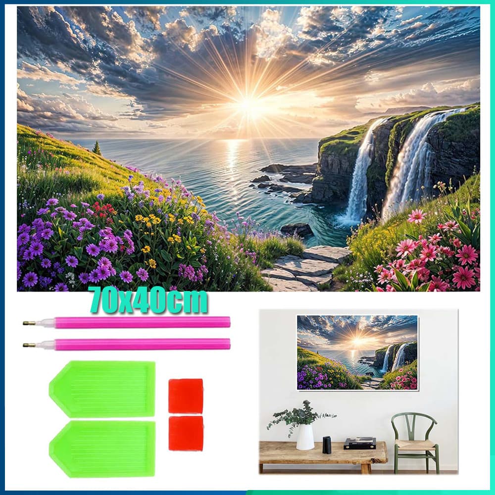 Quadrado Pintura Diamante 5D Pintura de Diamante Pintura DIY 5D Diamante 70x40cm flor do amanhecer