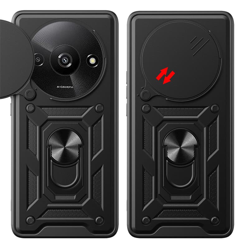 Armadura Funda Para Xiaomi Redmi A3 Caso Slide Lente Proteção Capa A 3 2024 RedmiA3 Carro Suporte Magnético Anel Coque