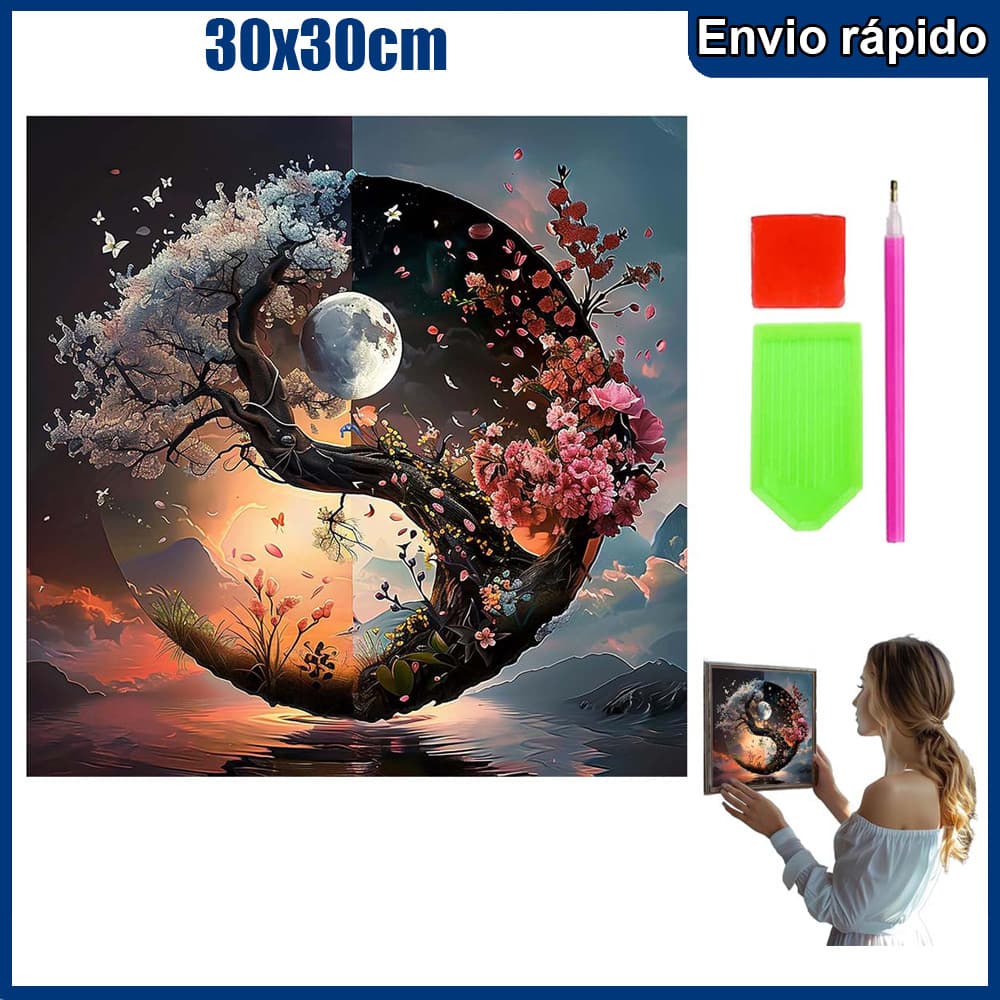 30x30cm Yin e Yang Pintura Diamante 5D Pintura de Diamante Kits De Pintura Diamante Para Adultos Quadrado