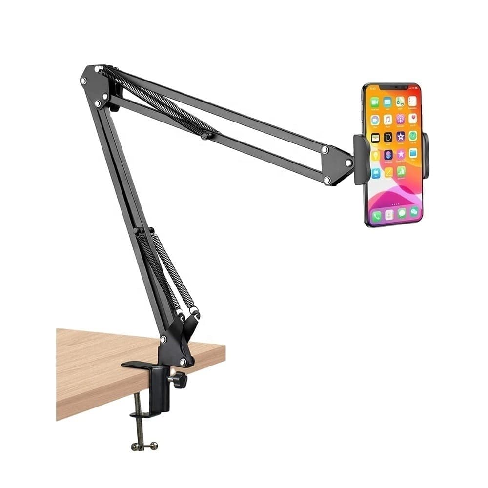 Braço, Pedestal Articulado, Suporte Mesa, Haste p/ Tablet Ipad, Samsung Galaxy Tab, Xiaomi, Smartphone/Celular Iphone