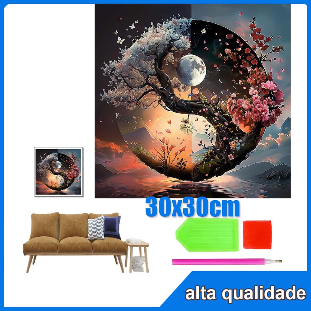 30x30cm Yin e Yang Quadrado Pintura Diamante 5D Pintura de Diamante Pintura Com Diamante A Óleo 5D DIY Decorativa Pintad