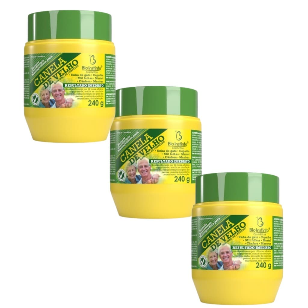 Kit 3 Pomada Massagem Canela De Velho 240G - Bio Instinto