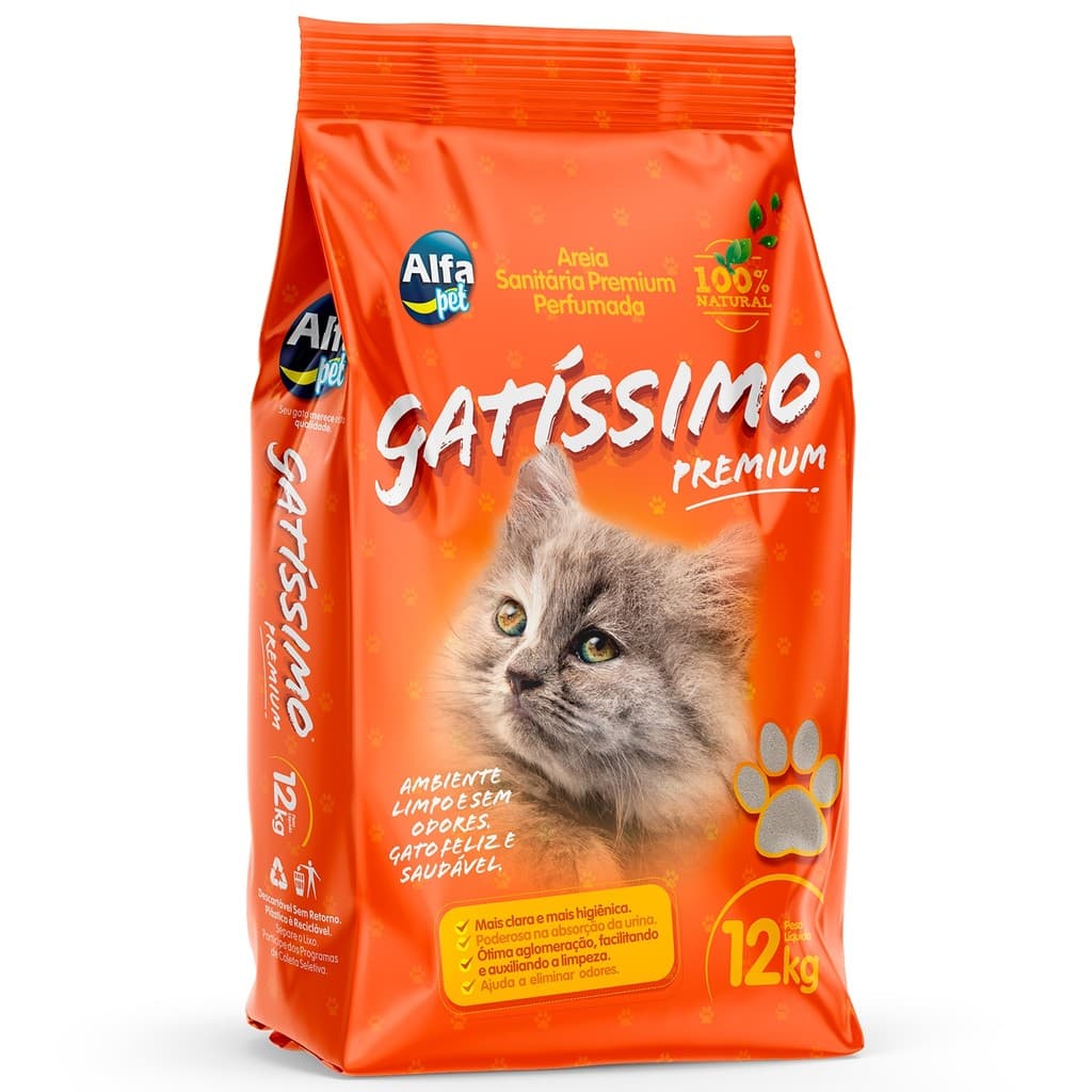 Areia Sanitária Higiênica Gatissimo Premium 12Kg