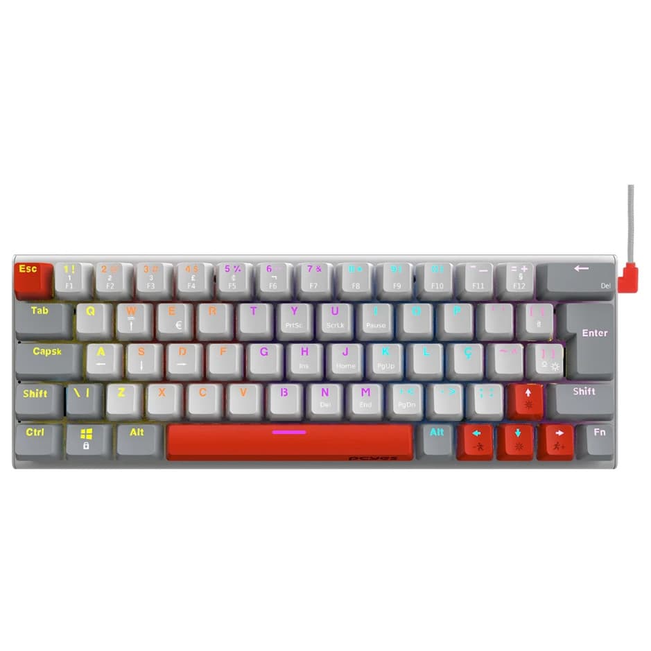 Teclado Gamer Mecanico 60% PCYES Kuromori White Ghost Switch Blue