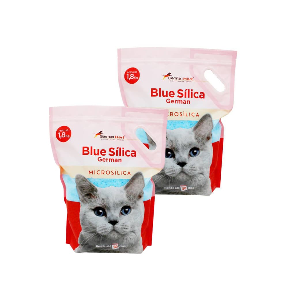 Areia Sanitária Pet Gato Cristais Blue Micro Sílica KIT 2un