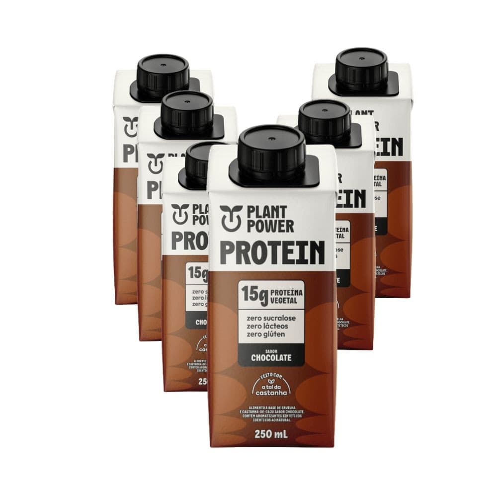 Plant Power Shake Protein Whey Vegano Proteína Zero Lactose sabor Chocolate 6x 250ml