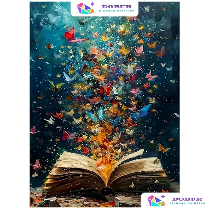 DOBUR | Conjunto De Pintura Diamante Livro E Borboleta 5D DIY Redondo/Quadrado Tela De Broca Completa Com Número Artesan