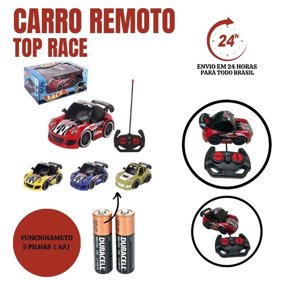 Brinquedo Carrinho Controle Remoto Rápido Top Race Divertido Com 7 Funções