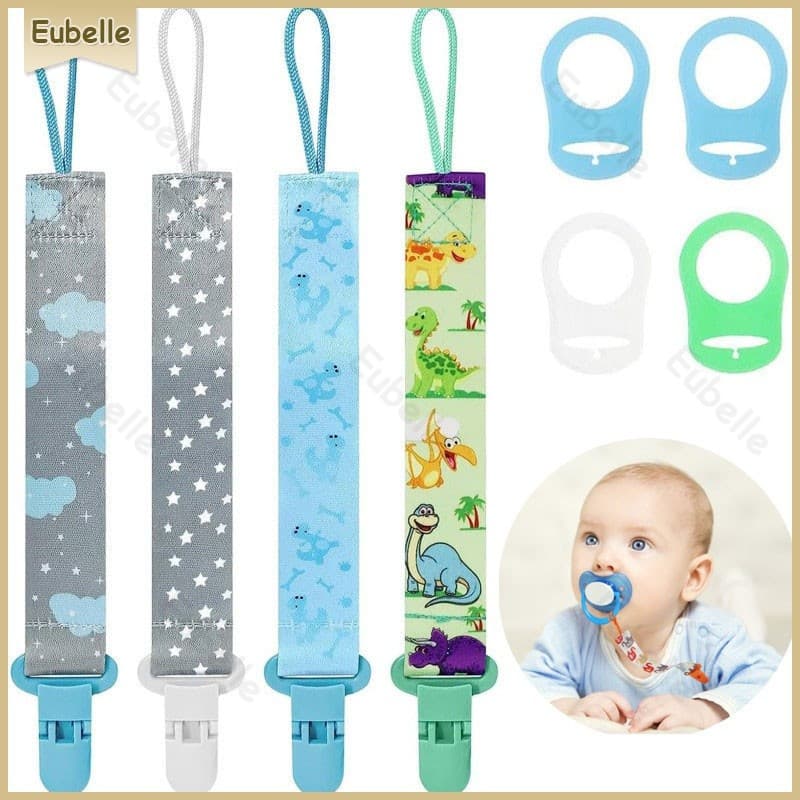 Kit 4 prendedor clipe chupeta de bebê com 4 adaptador de chupeta mordedor anti queda cordão