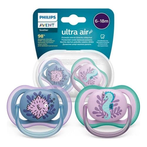 Chupeta Avent Ultra Air Dupla 6-18m Decorada Menina