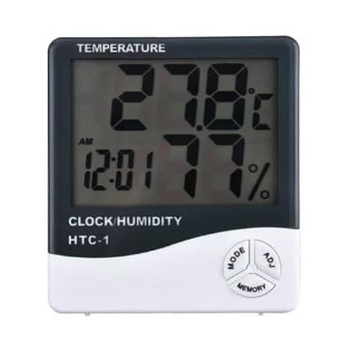 Termo higrômetro Digital Medidor Temperatura Umidade Relógio Digital 16012