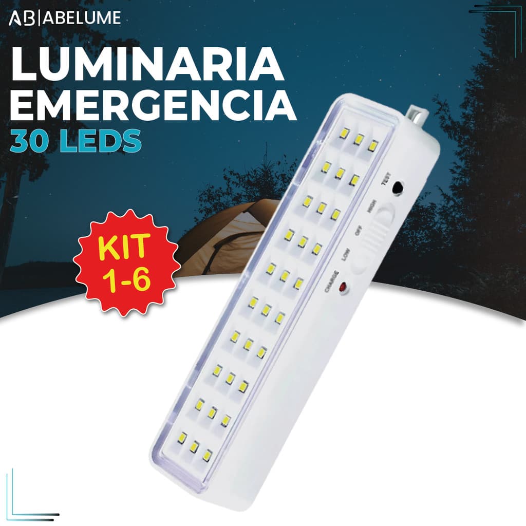 Luminária Emergência Lâmpada 30 Leds Recarregável Bivolt Luz Branca (Branco Frio 6,500K)