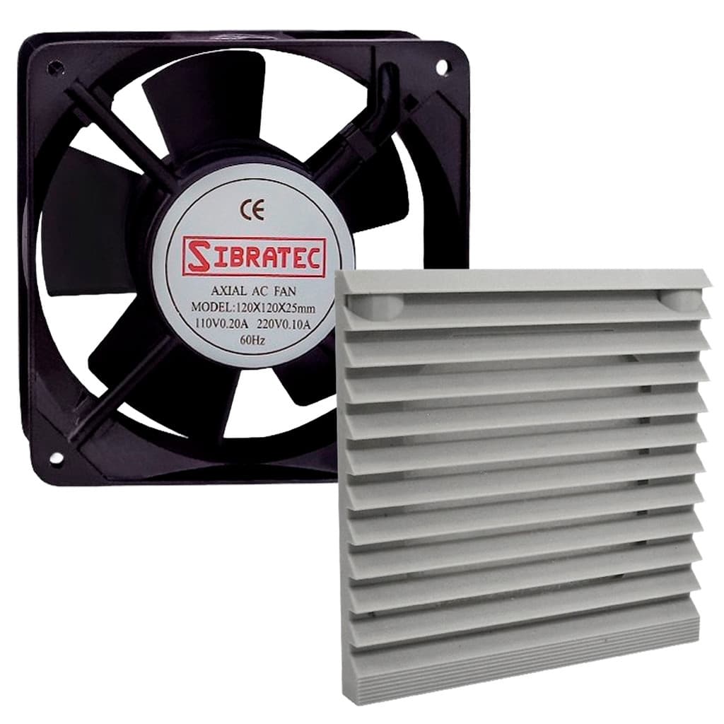 KIT MICROVENTILADOR 120X120X25 110V 220V + VENEZIANA