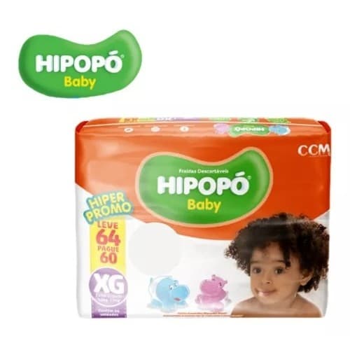 Fralda Hipopo Baby Tamanho XG 64 Unidades Pacote Dia e Noite Original