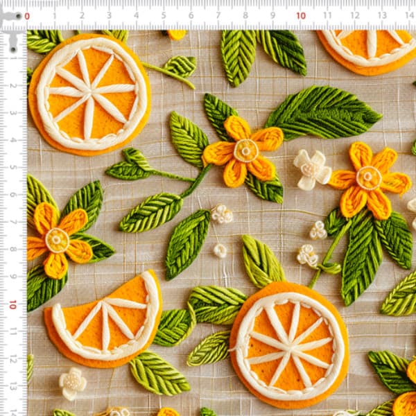 Tecido Tricoline Digital 3D Florescer Cítrico Costura Artesanato Patchwork Pano DIY Ateliê